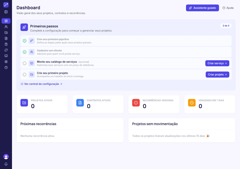 GIF do assistente: seleção de tipo e cadastro de cliente