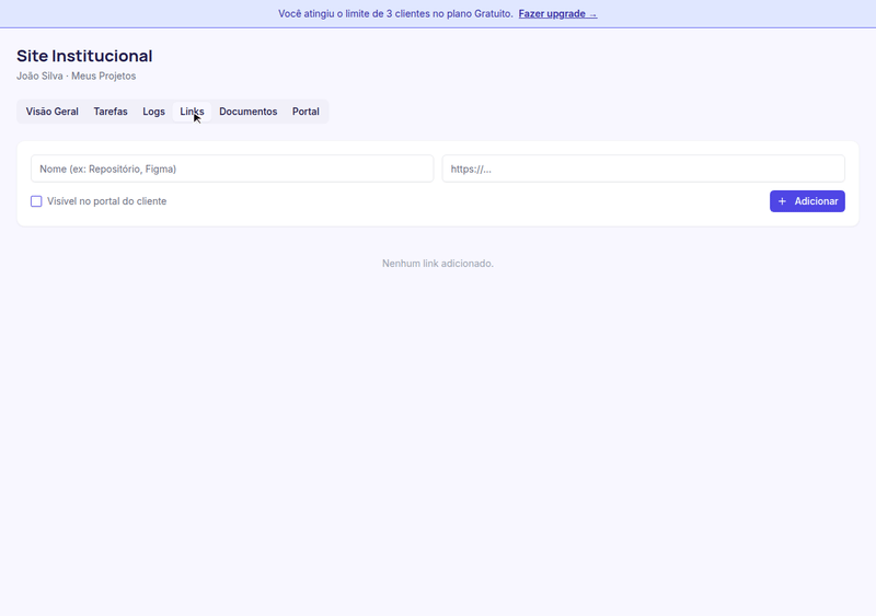 Adicionando o link do Figma com visibilidade para o portal do cliente