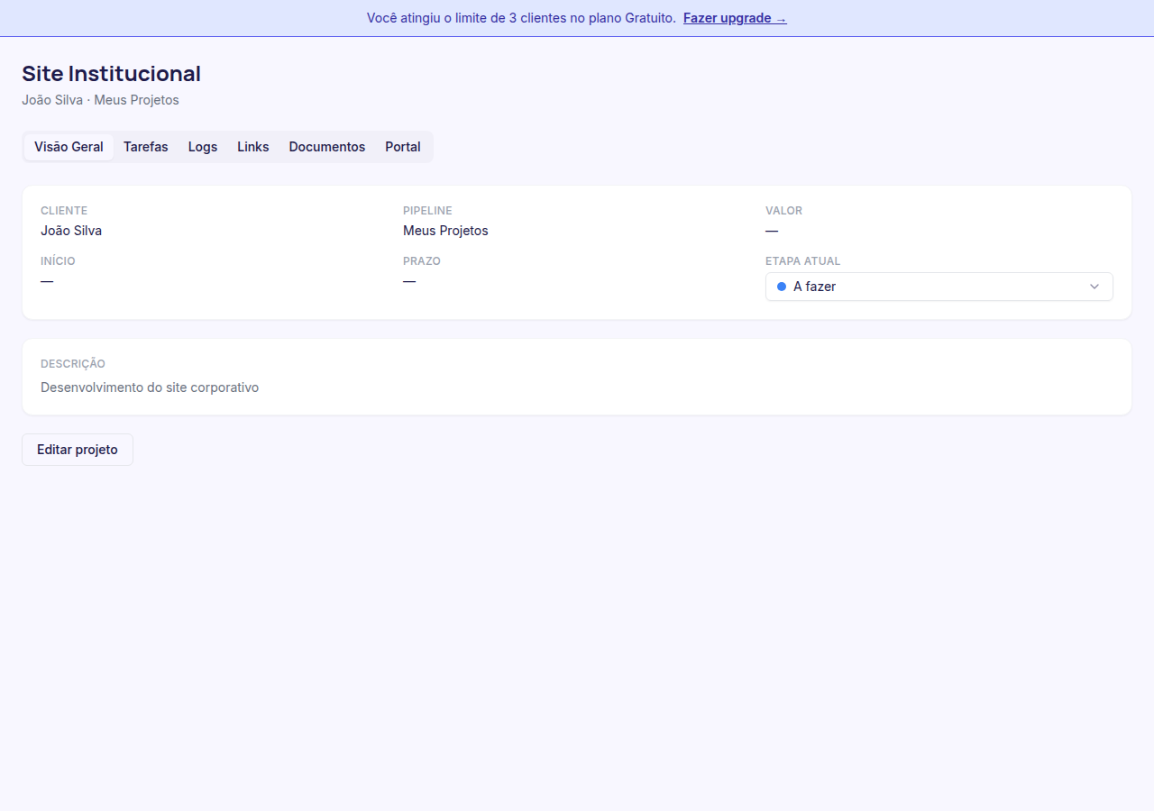 Visão Geral do projeto com a etapa atualizada